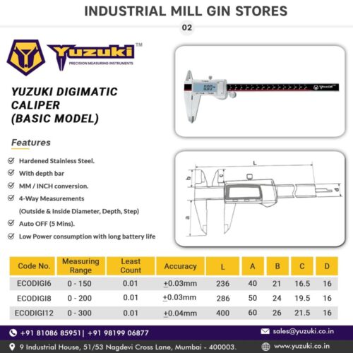 Buy Yuzuki Digimatic Caliper Basic Model Precision Measuring Tool