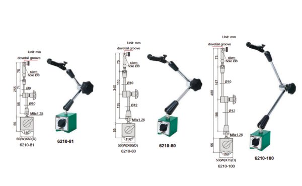 INSIZE Universal Magnetic Stand for electronic and dial indicators – Series 6210